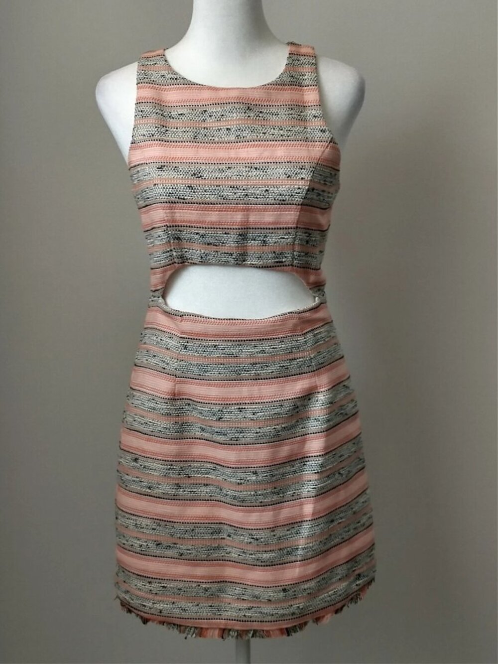 Lovers + Friends Striped Tweed Dress with Cut Out Size S Preppy Clueless